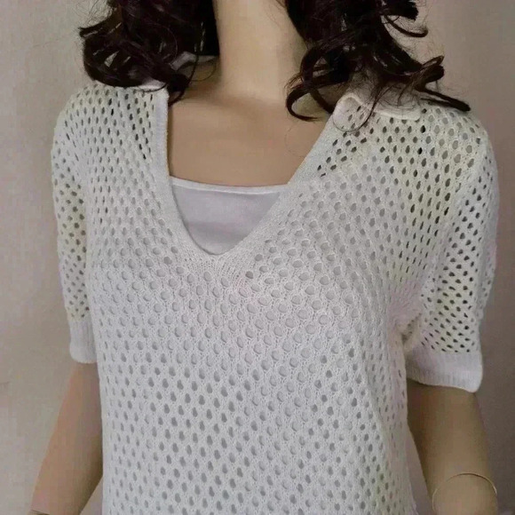 Steve Madden Dress short sleeve open knit midi  ivory/white size X… - Picture 7 of 7